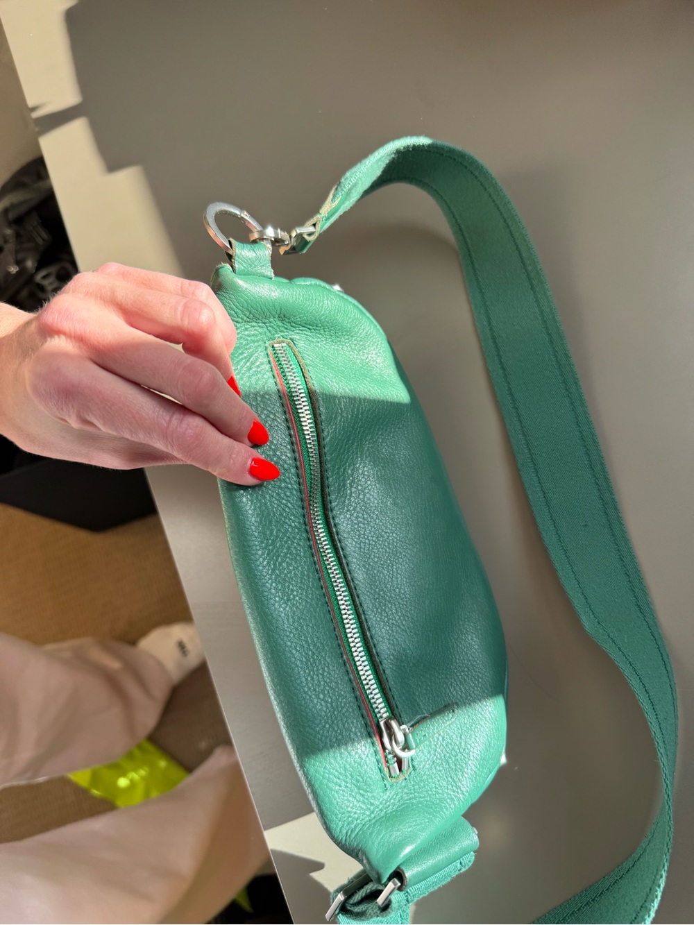 Hammitt Teal Leather Crossbody Belt Bag - Picture 3 of 4